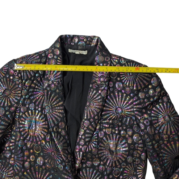 Rebecca Minkoff Blazer Jacket Womens 0 Black Base/Iridescent Maximalist Textured - Picture 4 of 15